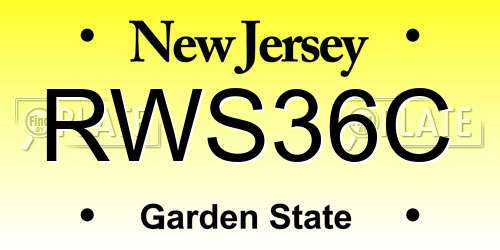 RWS36C New Jersey License Plate