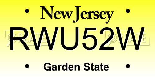 RWU52W New Jersey License Plate