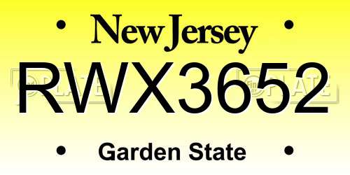 RWX3652 New Jersey License Plate