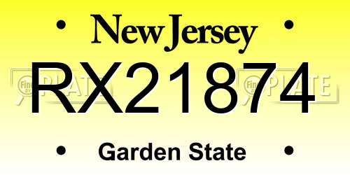 RX21874 New Jersey License Plate