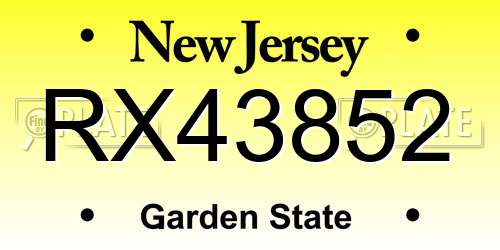 RX43852 New Jersey License Plate