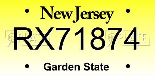 RX71874 New Jersey License Plate