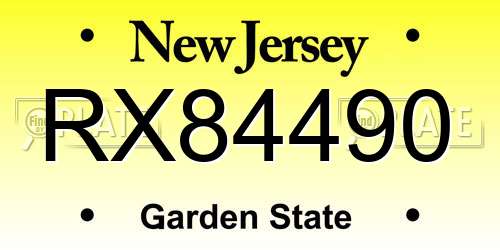 RX84490 New Jersey License Plate