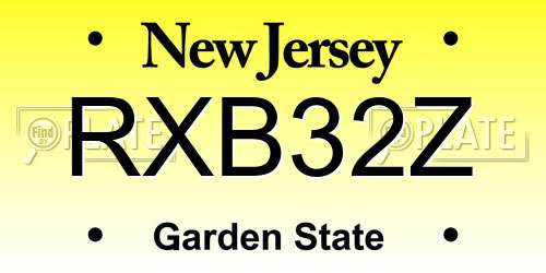 RXB32Z New Jersey License Plate