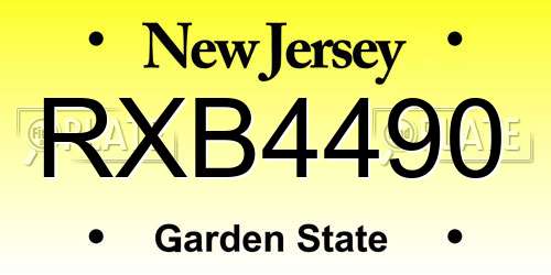 RXB4490 New Jersey License Plate