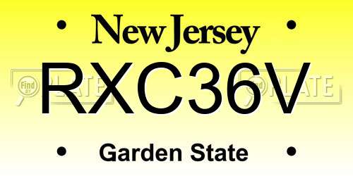 RXC36V New Jersey License Plate