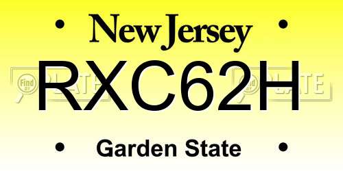 RXC62H New Jersey License Plate