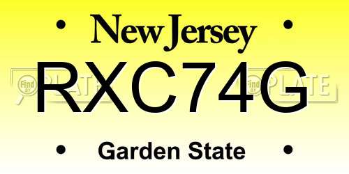 RXC74G New Jersey License Plate