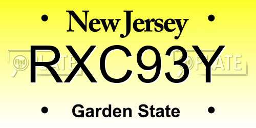 RXC93Y New Jersey License Plate