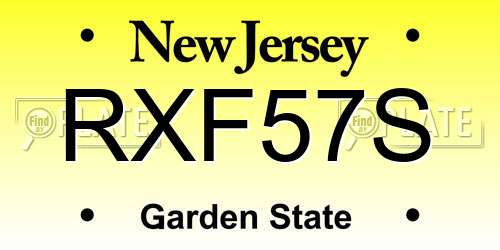 RXF57S New Jersey License Plate