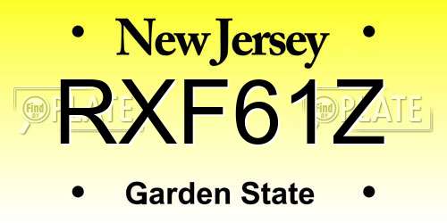 RXF61Z New Jersey License Plate