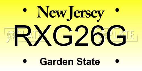 RXG26G New Jersey License Plate