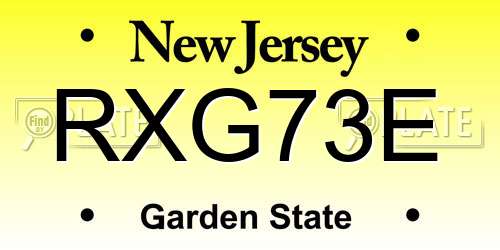 RXG73E New Jersey License Plate