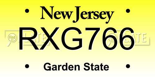 RXG766 New Jersey License Plate