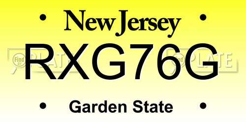 RXG76G New Jersey License Plate