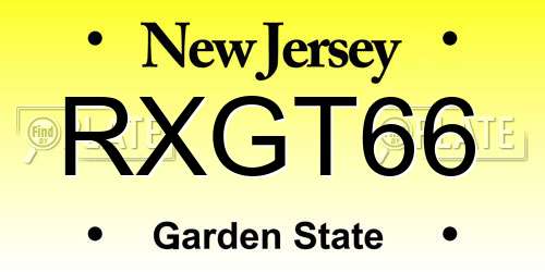 RXGT66 New Jersey License Plate