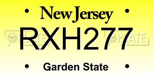 RXH277 New Jersey License Plate