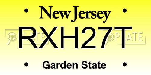 RXH27T New Jersey License Plate