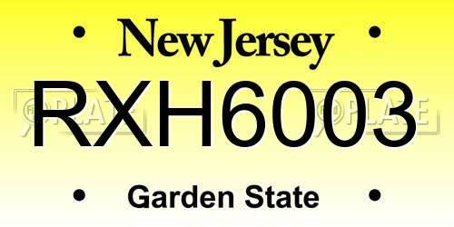 RXH6003 New Jersey License Plate