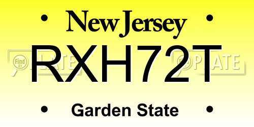 RXH72T New Jersey License Plate