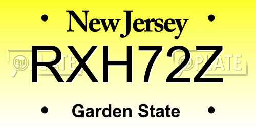 RXH72Z New Jersey License Plate