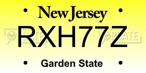 RXH77Z New Jersey License Plate