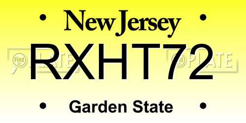 RXHT72 New Jersey License Plate