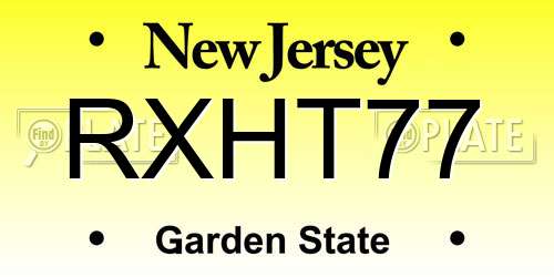 RXHT77 New Jersey License Plate