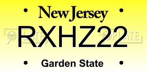 RXHZ22 New Jersey License Plate