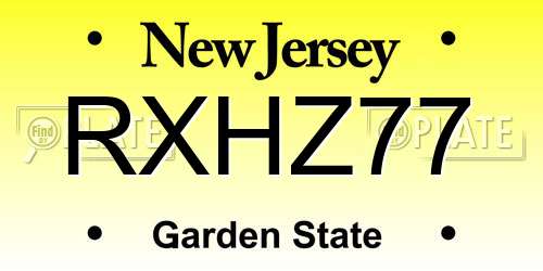 RXHZ77 New Jersey License Plate