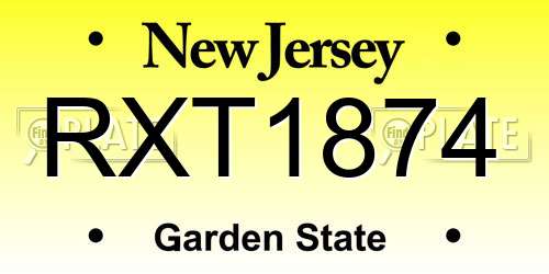 RXT1874 New Jersey License Plate