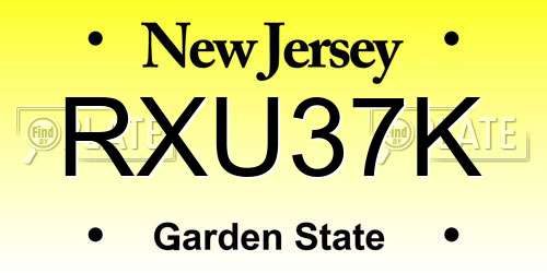 RXU37K New Jersey License Plate