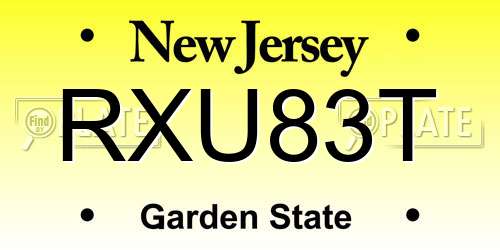 RXU83T New Jersey License Plate