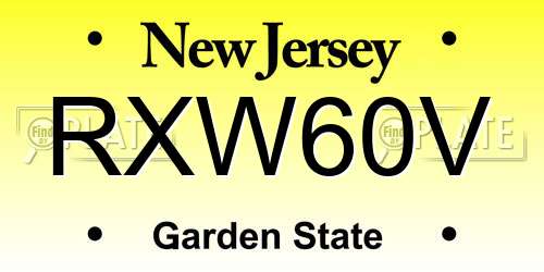 RXW60V New Jersey License Plate