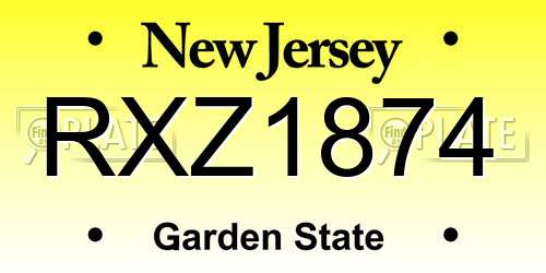 RXZ1874 New Jersey License Plate