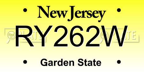RY262W New Jersey License Plate