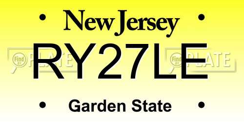 RY27LE New Jersey License Plate