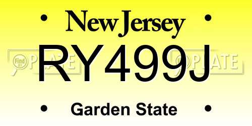 RY499J New Jersey License Plate