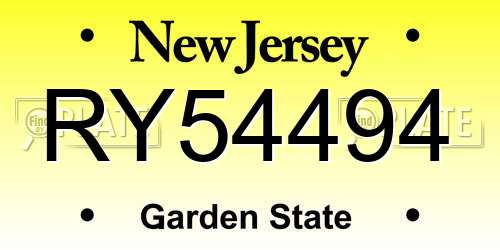 RY54494 New Jersey License Plate