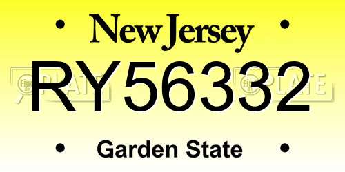 RY56332 New Jersey License Plate