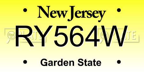 RY564W New Jersey License Plate