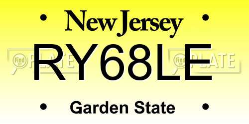 RY68LE New Jersey License Plate