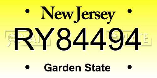 RY84494 New Jersey License Plate
