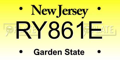 RY861E New Jersey License Plate
