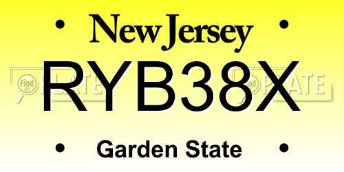 RYB38X New Jersey License Plate