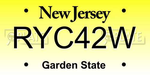 RYC42W New Jersey License Plate