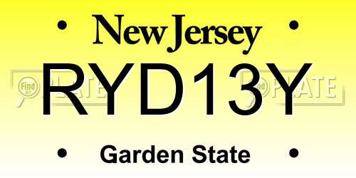 RYD13Y New Jersey License Plate