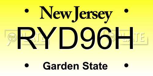 RYD96H New Jersey License Plate