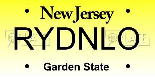RYDNLO New Jersey License Plate