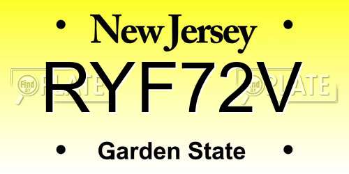 RYF72V New Jersey License Plate